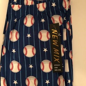 Last chance Baseball stripped blue leggings